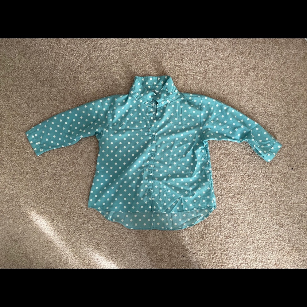 Uniqlo polka dot button down blouse